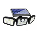 Уличный светодиодный LED светильник FL-1725A Split Solar WallLamp на солнечной батарее с датчиком движения ∙ Наружный тройной фонарь – прожектор на солнечной панели ∙ 70 светодиодов ∙ 1500 Лм ∙ Аккумулятор 1500 мАч