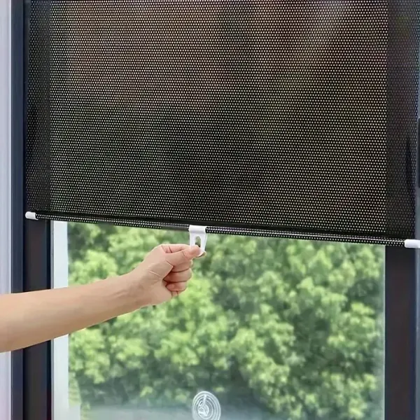 Выдвижная штора на липучках, 125х40 см · Роллеты для кухни, балкона, автомобиля · Жалюзи на окно от солнечных лучей с установкой без сверления