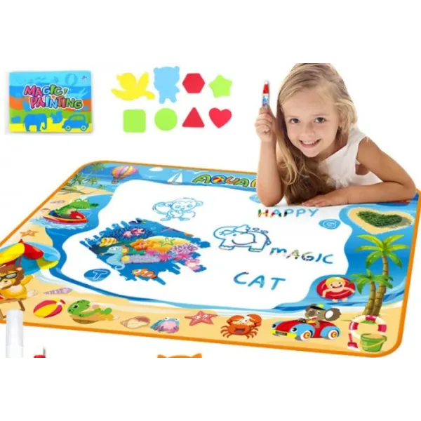 Игровой водный коврик для рисования водой с трафаретами Aqua Magic Mat
