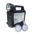 Зарядная станция портативная с солнечной панелью фонарем и 3 лампочками CL 28 ∙ Портативная CL-28 солнечная станция