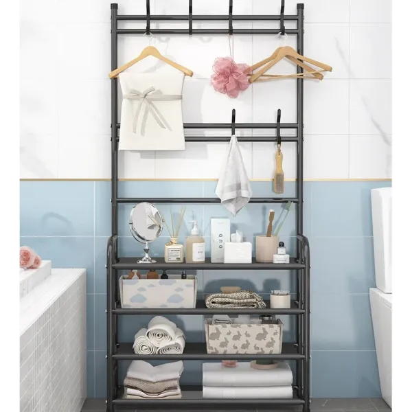 Сборная напольная вешалка – стойка для одежды в прихожую с полками для обуви New simple floor clothes rack