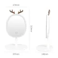 Зеркало косметическое для макияжа с LED подсветкой и держателем для бижутерии · Овальное настольное зеркало с USB зарядкой · 3 уровня яркости подсветки
