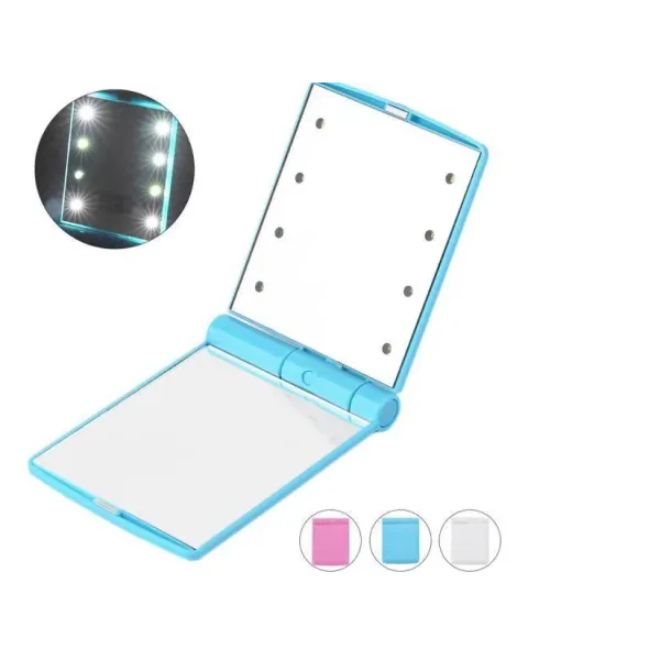 Зеркало мини карманное дорожное с Led подсветкой