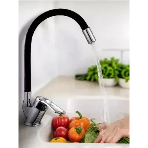 Смеситель гибкий Water Tap HA-181 для кухни и ванной • Кран с силиконовым изливом 47 см и вращением 360°