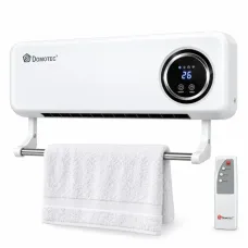 Настінний тепловентилятор DOMOTEC MS-5963 2000 Вт білий • Керамічний обігрівач DOMOTEC MS-5963 із сушаркою для рушників, пультом, термостатом і таймером для дому та офісу