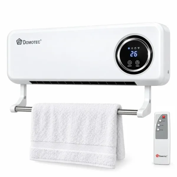 Настенный тепловентилятор DOMOTEC MS-5963 2000 Вт белый • Керамический обогреватель DOMOTEC MS-5963 с сушилкой для полотенец, пультом, термостатом и таймером для дома и офиса