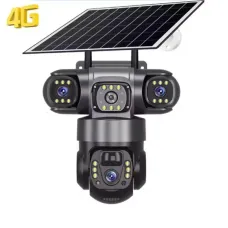 4G камера відеоспостереження V380 на 3 лінзи • Вулична камера V380 з трьома об'єктивами, сонячною панеллю та віддаленим переглядом через застосунок