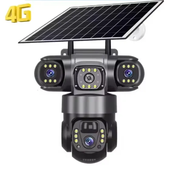 4G камера відеоспостереження V380 на 3 лінзи • Вулична камера V380 з трьома об'єктивами, сонячною панеллю та віддаленим переглядом через застосунок