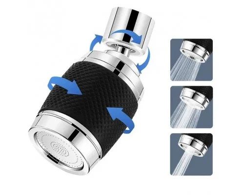 Аератор DT-1222 360° з фільтром • Насадка на кран 360 Faucet Universal Pipe DT-1222 з 3 режимами та поворотним розпилювачем