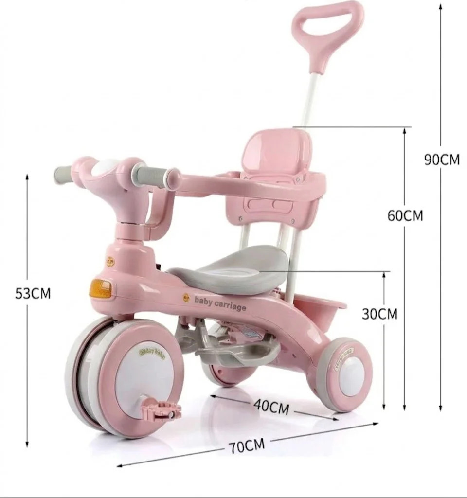 Дитячий триколісний велосипед Baby Carriage 588 рожевий з батьківською ручкою — фото 2