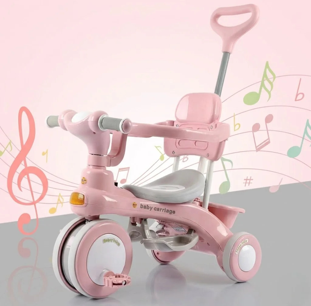 Дитячий триколісний велосипед Baby Carriage 588 рожевий з батьківською ручкою — фото 4