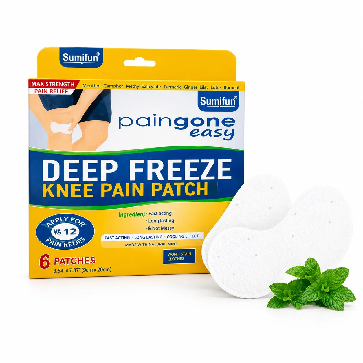Охолоджувальний пластир для колін Royal Prestige Paingone Easy Deep Freeze 6 шт • Пластир для суглобів Royal Prestige Paingone Easy Knee Pain Patch з ментолом і камфорою