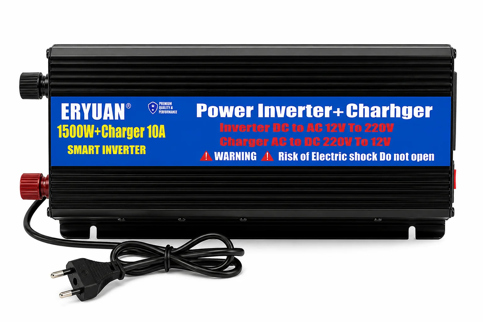 Перетворювач напруги 1500W із зарядним пристроєм 10A • Інвертор для акумулятора, дому, авто та резервного живлення