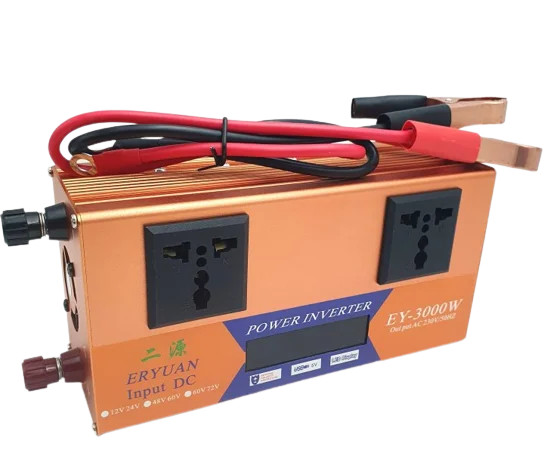 Перетворювач напруги LCD SMART 3000W 12V/24V у 220V • Автомобільний інвертор з дисплеєм для дому, авто та резервного живлення