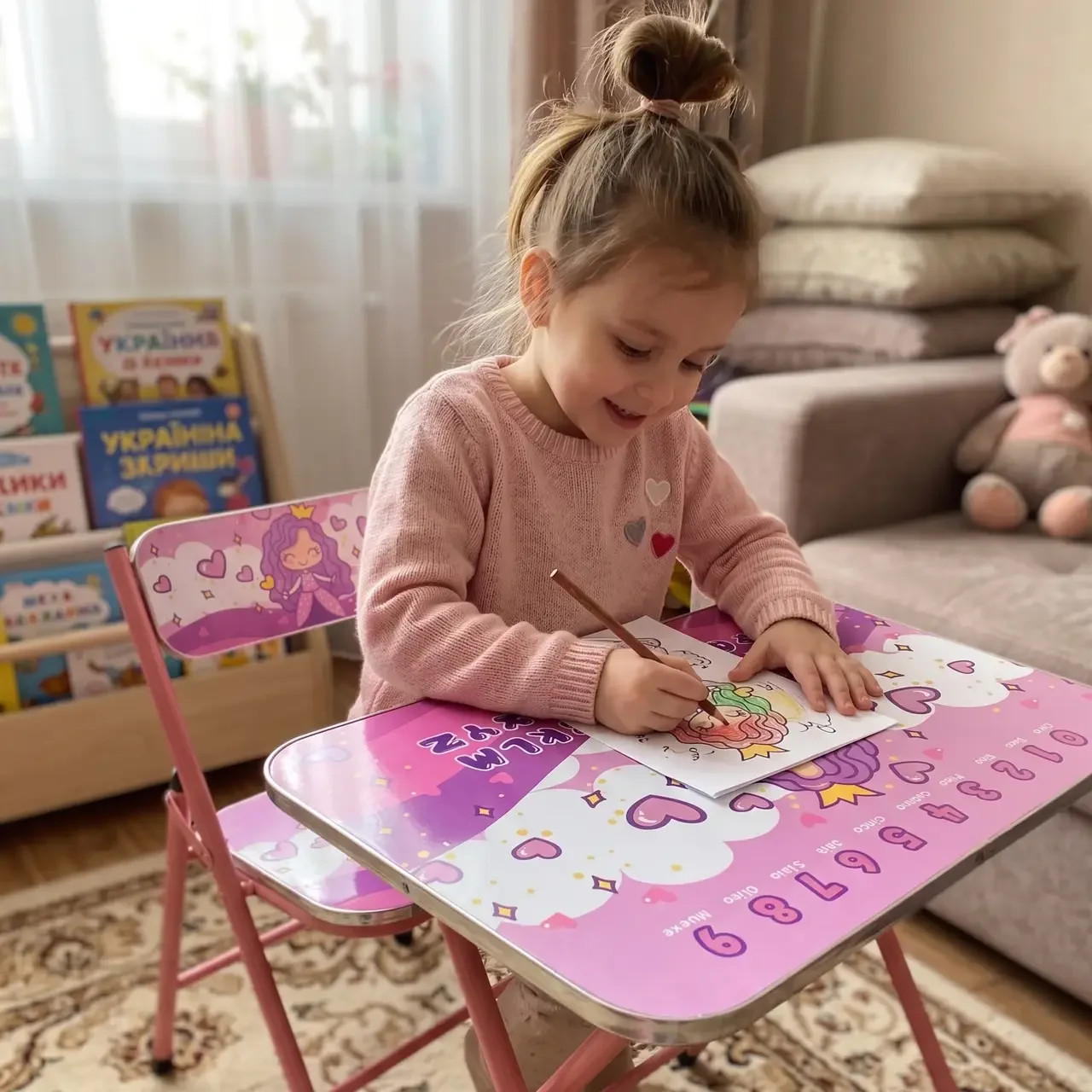 Столик складаний і стільчик Bambi фіолетовий X-399 60×45 см — фото 2