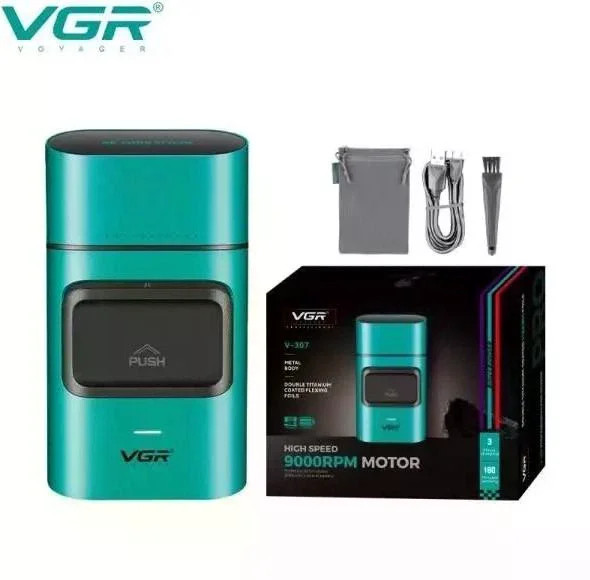 Тример для волосся VGR V-307 бірюза • Акумуляторна машинка для стрижки, шейвер Hair Clippers V-307 для бороди, вусів та окантовки