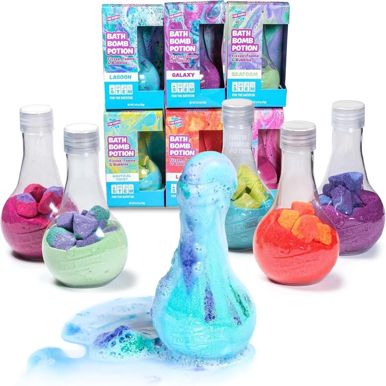Бомбочки для ванни Tub Works 26X-309 6 шт. • Дитячий набір Tub Works Kids Bath Bomb Magic Potion 26X-309 із шипучими зіллями, кольоровою піною та бульбашками для гри під час купання