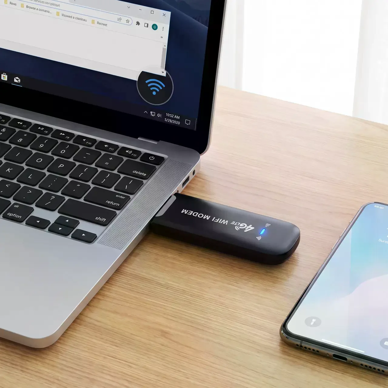 4G модем AND 5559 чорний • USB Wi-Fi роутер 4G LTE Plug and Play до 150 Мбіт/с для дому, дачі та поїздок