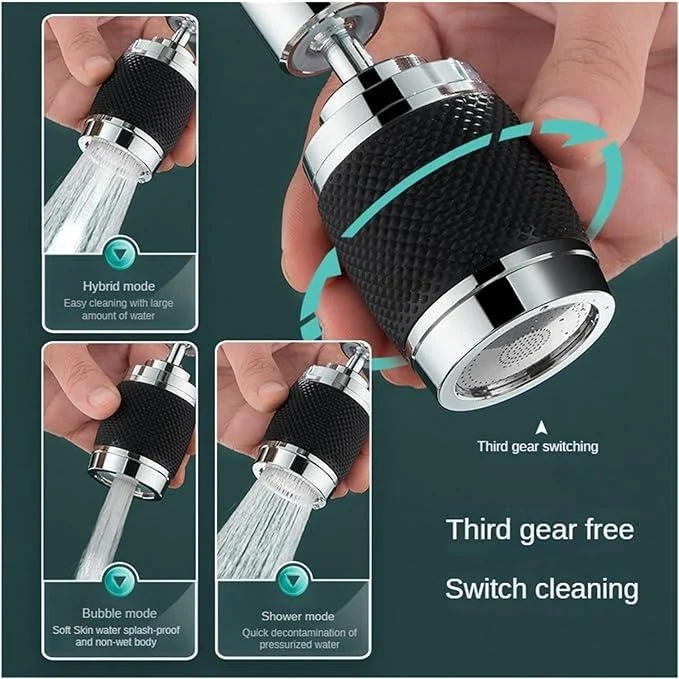 Аератор DT-1222 360° з фільтром • Насадка на кран 360 Faucet Universal Pipe DT-1222 з 3 режимами та поворотним розпилювачем