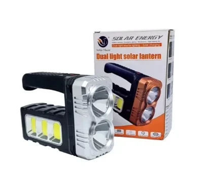 Акумуляторний ліхтар TORCH BL-7702B-COB • Ручний світлодіодний ліхтар-прожектор TORCH BL-7702B-COB з бічною COB-підсвіткою, сонячною панеллю, USB-заряджанням і функцією Power Bank
