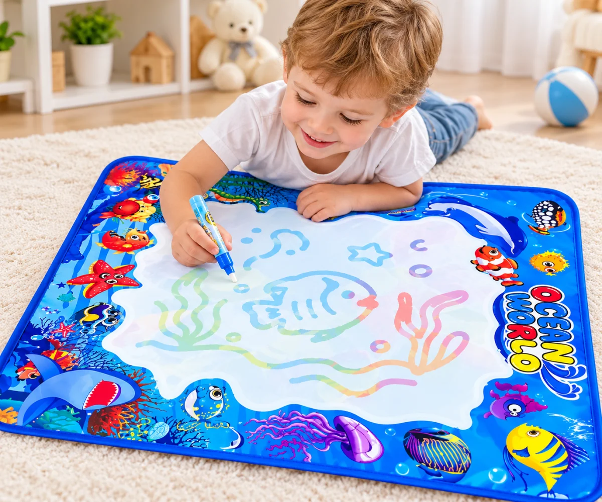 Аквакилимок Aqua Magic Mat 80×60 см • Дитячий килимок для малювання водою Aqua Magic Mat 80×60 см із водними маркерами та малюнками, що зникають