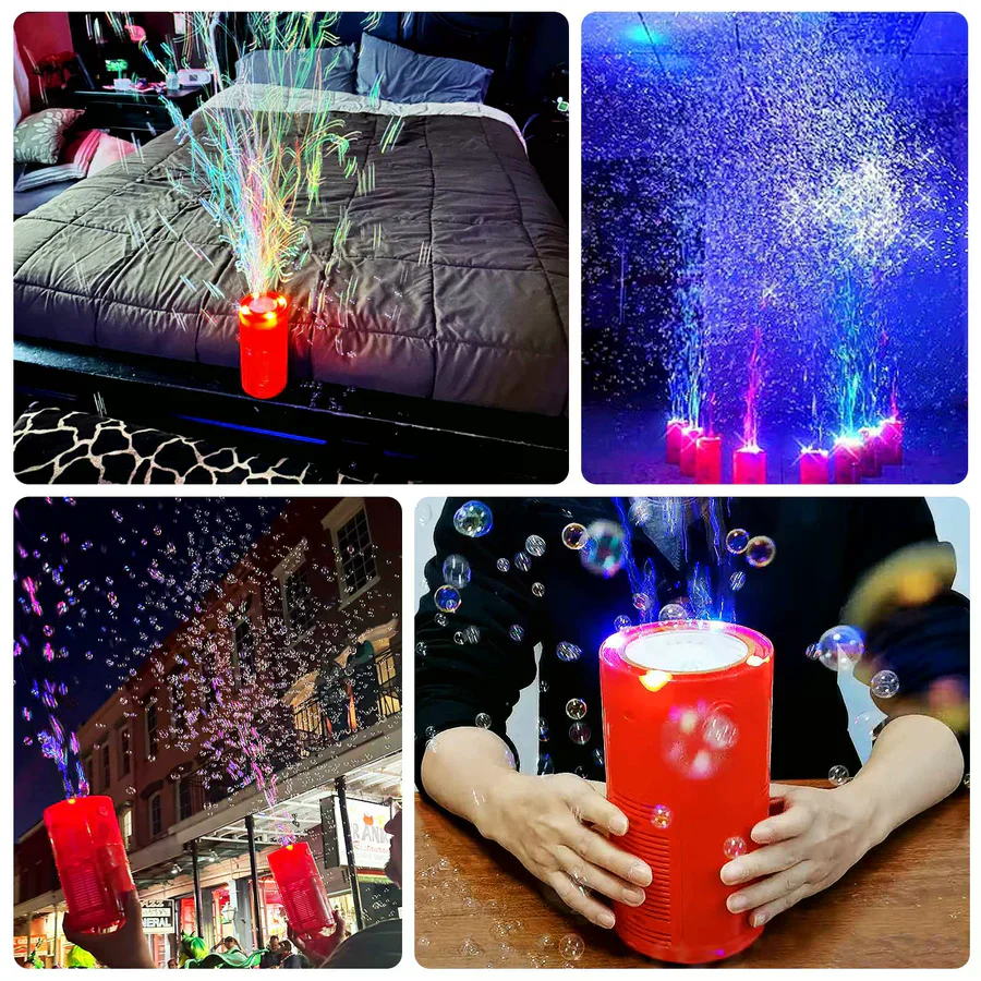 Автомат для мильних бульбашок Bubble Machine Fireworks з LED-підсвіткою та звуком • Дитяча машина для бульбашок з акумулятором USB