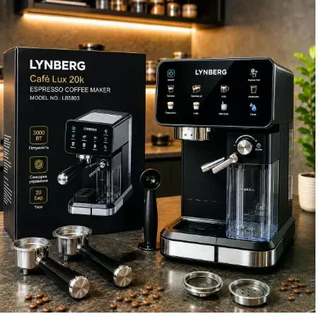 Автоматична кавомашина Lynberg Cafe Lux 20K LB5803 3000 Вт • Кавомашина Lynberg Cafe Lux 20K LB5803 20 бар з капучинатором і сенсорним керуванням