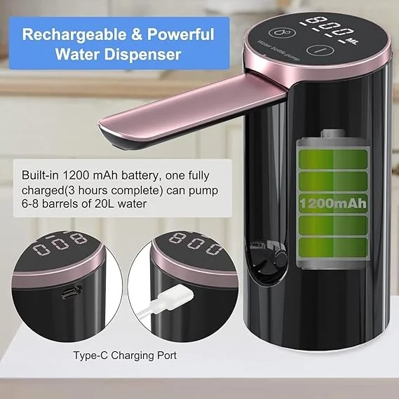 Автоматична помпа для води LY-1081 з USB-зарядкою • Електричний диспенсер Water Dispenser для бутля, дому, офісу та дачі