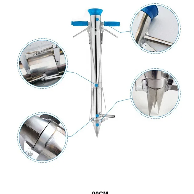 Автоматична трубчаста саджалка для розсади з пружиною та дозатором ∙ Ручний саджальник з нержавіючої сталі для посадки насіння, саджанців і внесення добрив