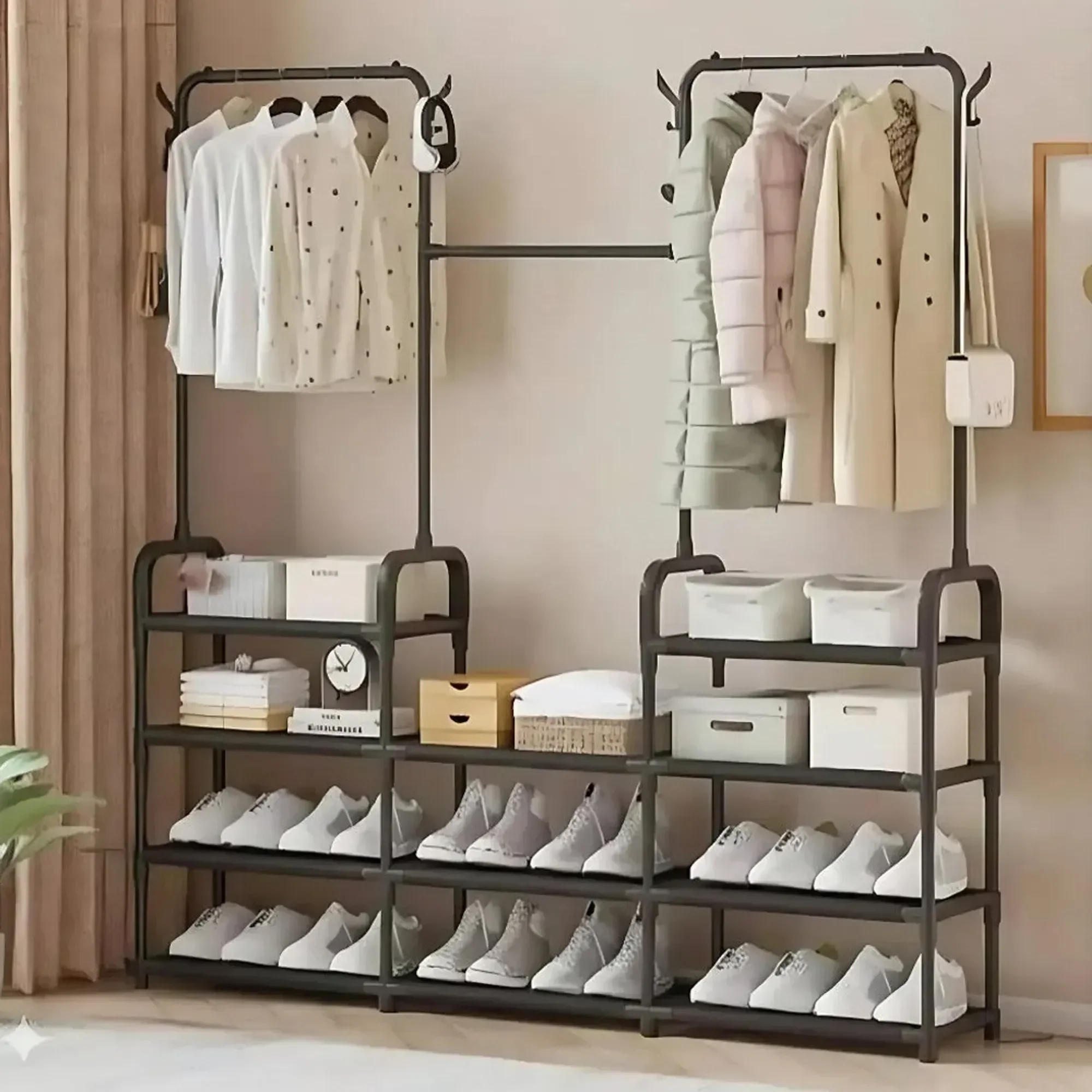 Багатофункціональна вішалка для зберігання Multi Functional Coat Rack AND 9130-4 • Підлогова стійка-органайзер для одягу, сумок, капелюхів та аксесуарів