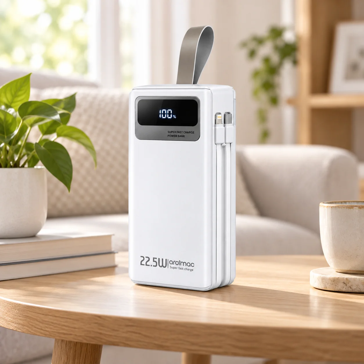 Білий Power Bank Aroimac ORA503 40000 mAh • Портативний зарядний пристрій Aroimac ORA503 зі швидкою зарядкою 22,5W Fast Charge QC3.0, 4 USB виходи та LED дисплеєм