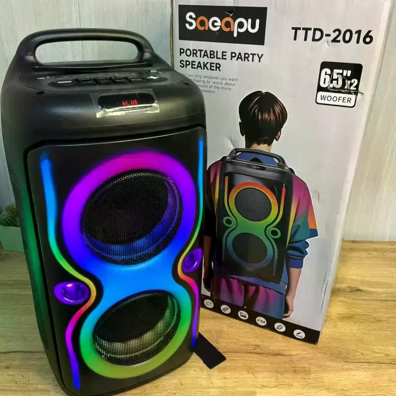 Bluetooth колонка Portable Party Speaker TTD-2016 • Портативна бездротова акустична система TTD-2016 з караоке, LED-підсвіткою, USB, FM-радіо та акумулятором