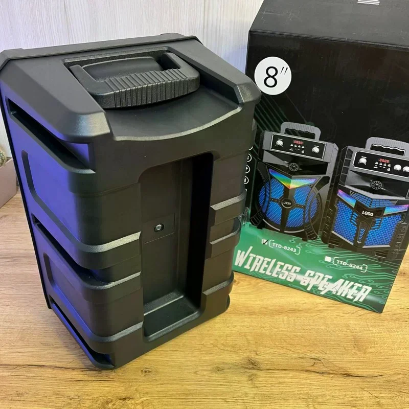 Bluetooth колонка Wireless Speaker TTD-8243 • Портативна акумуляторна акустична система Wireless Speaker TTD-8243 з караоке, USB, FM-радіо, мікрофонним входом та LED-підсвіткою