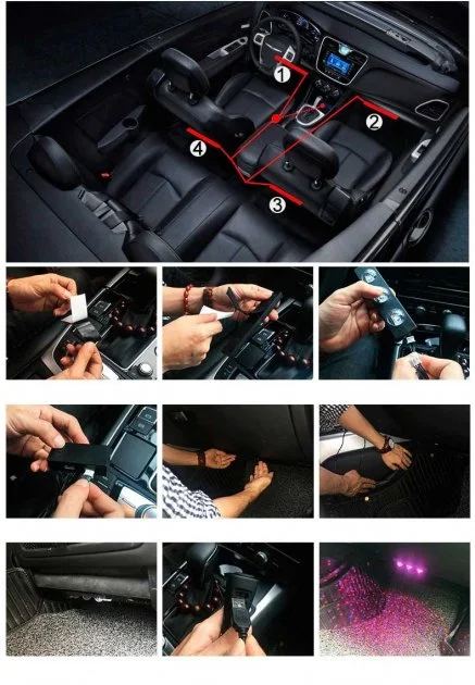 Декоративне RGB освітлення килимків салону авто Starlights Атмосферні LED лампи «Зоряне небо» з пультом