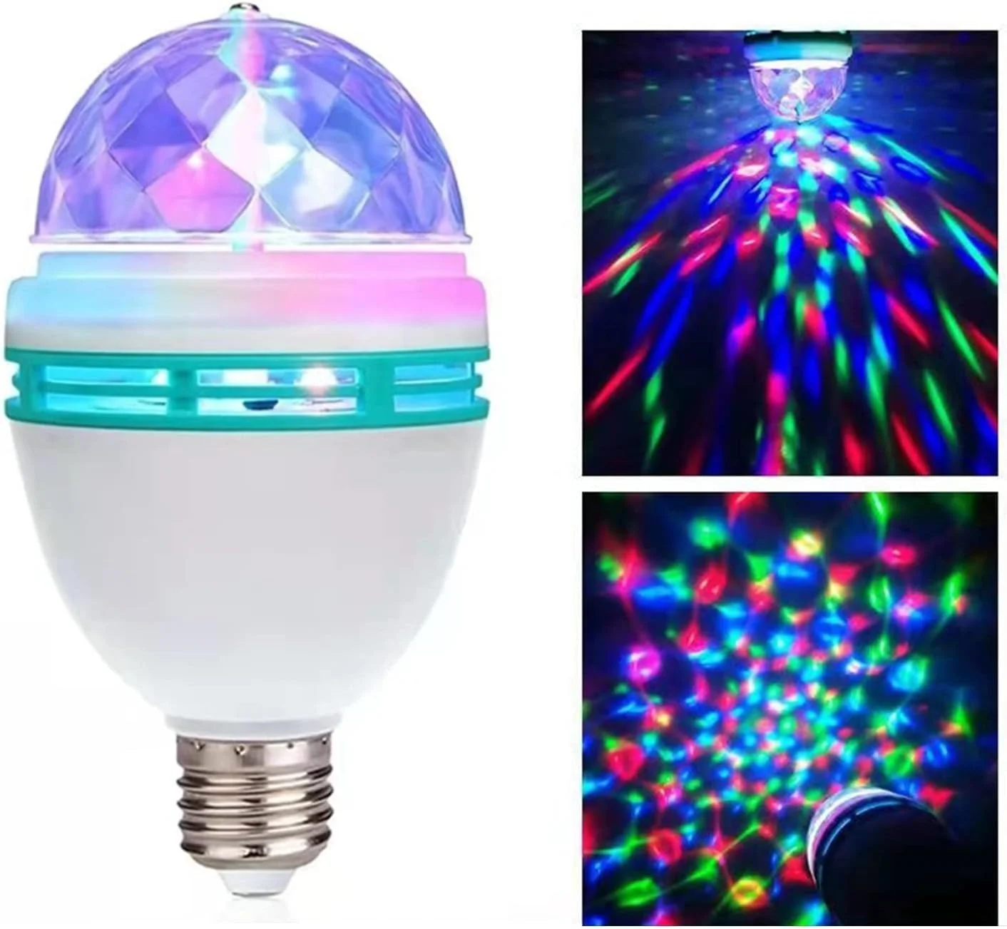 Диско лампа Ball RHD-15 LY 399 • Світлодіодна обертова диско-лампа Ball RHD-15 LY 399 E27 RGB для вечірок і свят
