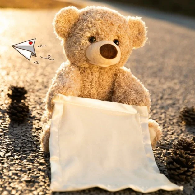 Дитяча інтерактивна іграшка Ведмедик Пікабу Peekaboo Bear Brown, 30 см