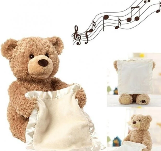 Дитяча інтерактивна іграшка Ведмедик Пікабу Peekaboo Bear Brown, 30 см