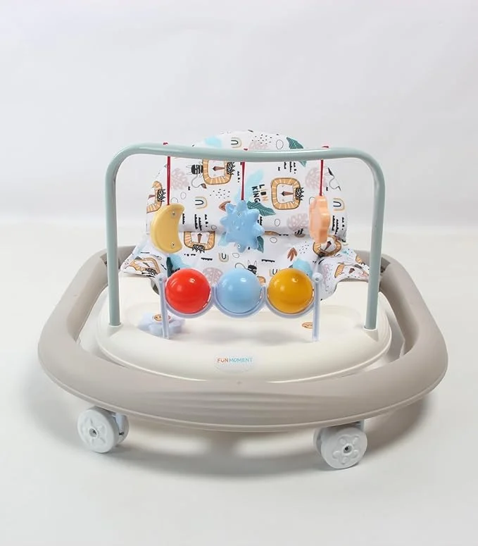 Дитячі ходунки бежеві музичні X-624 • Ходунки для малюків з регулюванням висоти, ігровими іграшками та колесами