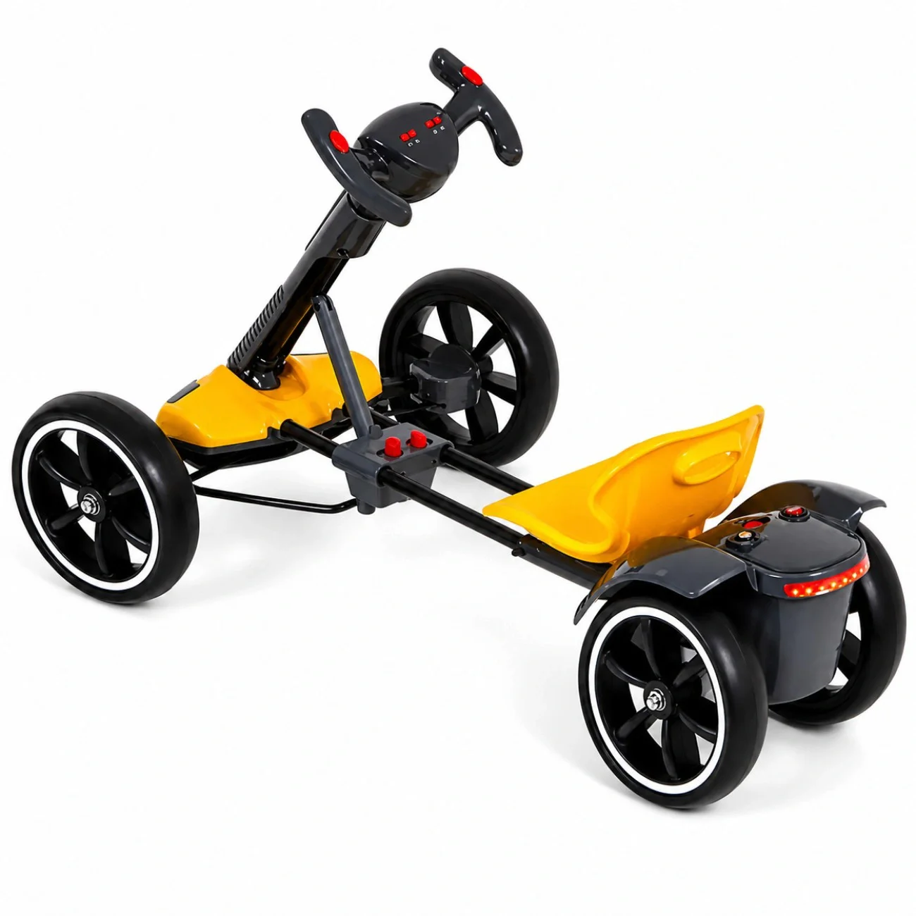 Дитячий електромобіль GO KART F1 жовтий з пультом і Bluetooth 390 Вт • Дитячий електрокарт GO KART F1 на акумуляторі з EVA-колесами, музикою та пультом керування жовтий