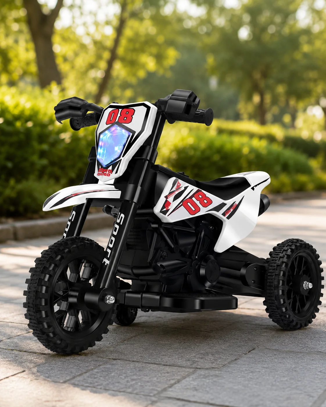 Дитячий електромотоцикл Cool Mountain 26X-130 білий з LED і музикою • Дитячий електричний мотоцикл Cool Mountain 26X-130 з пультом, USB та акумулятором білий