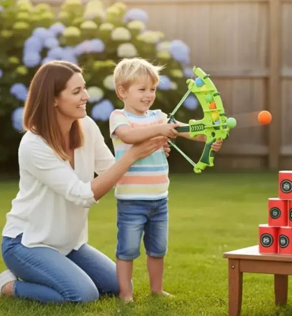 Дитячий ігровий набір для стрільби з лука • Іграшковий лук зі стрілами для активних ігор, розвитку влучності, координації та захопливого дитячого дозвілля