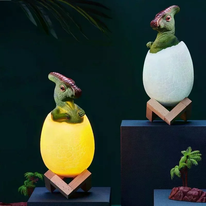 Дитячий нічник Sunroz 3D Dinozaur Lamp • Світлодіодний світильник Sunroz 3D Dinozaur Lamp Динозаврик у яйці з пультом ДК, 16 кольорами RGB, сенсорним керуванням та акумулятором