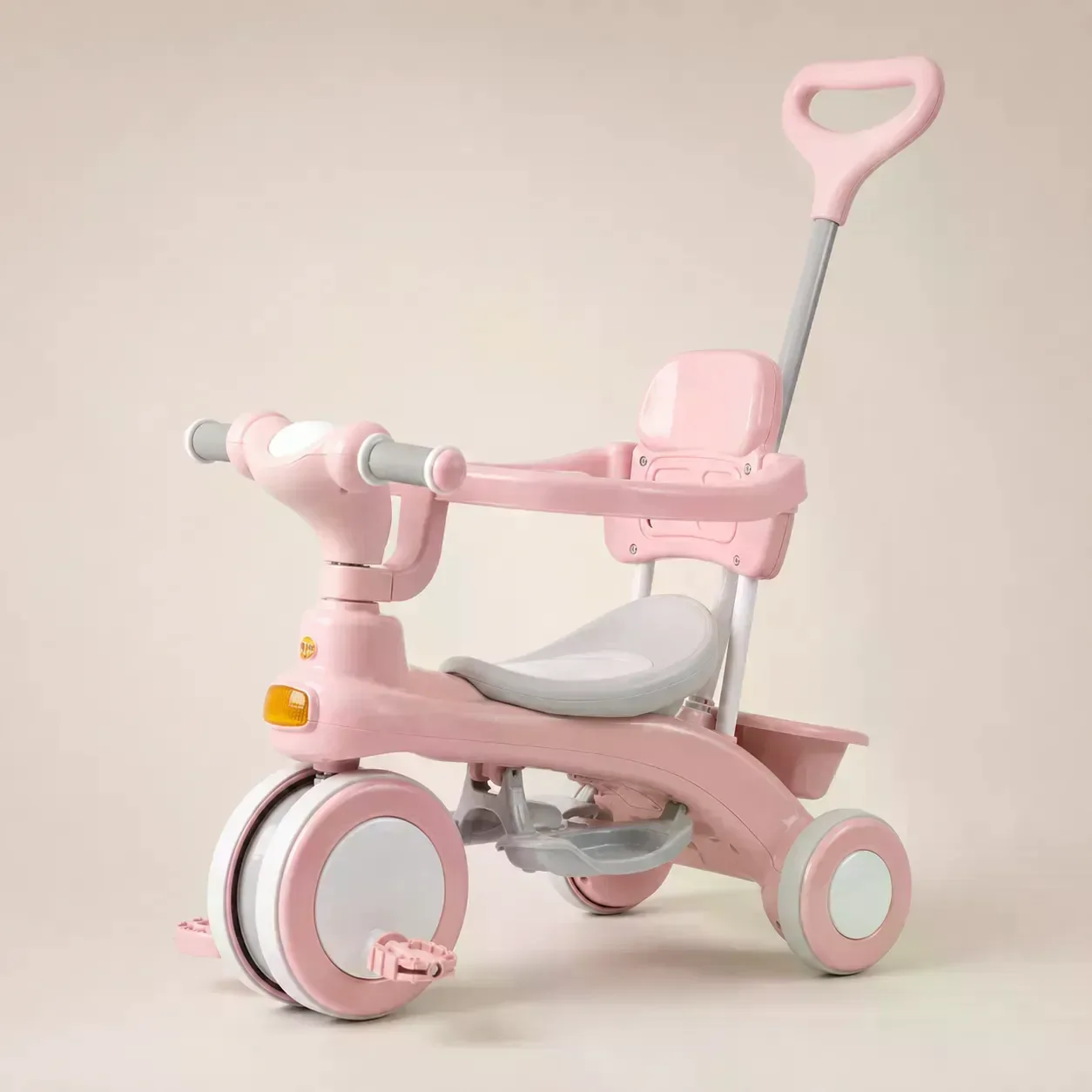 Дитячий триколісний велосипед Baby Carriage 588 рожевий з батьківською ручкою • Велосипед-коляска Baby Carriage 588 для малюків з кошиком і козирком