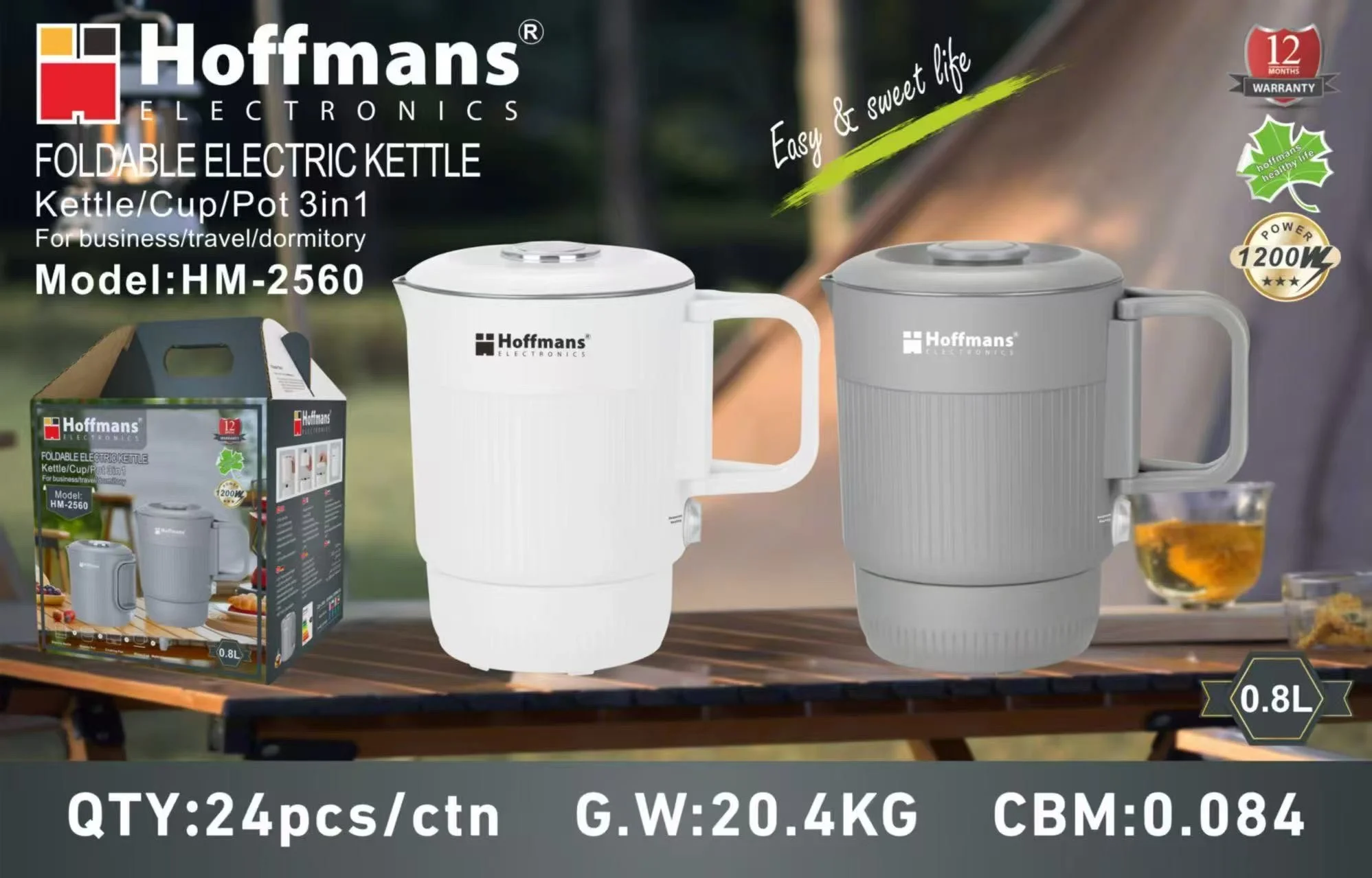 Електрочайник-каструля Hoffmans HM-2560 • Компактна електрокаструля 2 в 1 на 0,8 л і 1200 Вт для води та простих страв