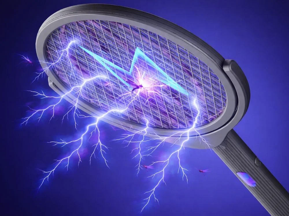 Електромухобійка BG-008 з телескопічною ручкою • Знищувач комарів, мух і комах для дому, дачі та відпочинку