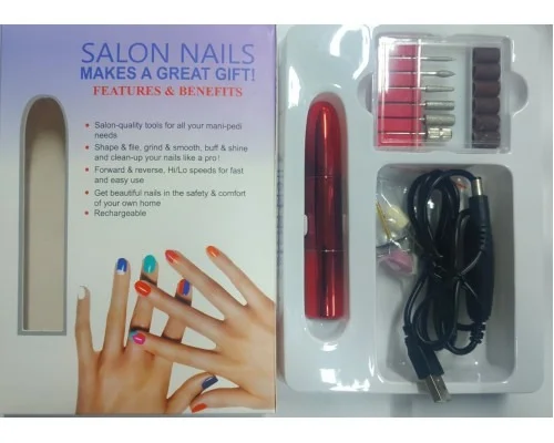 Фрезер для манікюру та педикюру Flawless Salon Nails червоний • Портативна машинка для нігтів з насадками для домашнього догляду