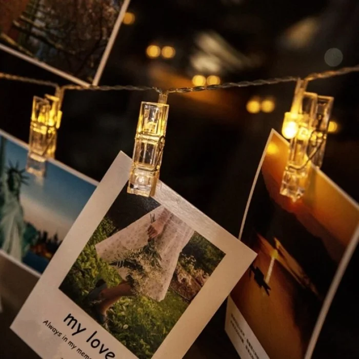 Гірлянда з прищіпками LU999 4,5 м 20 LED • Світлодіодна фотогірлянда LU999 USB з теплим білим світлом для фото та інтер'єру