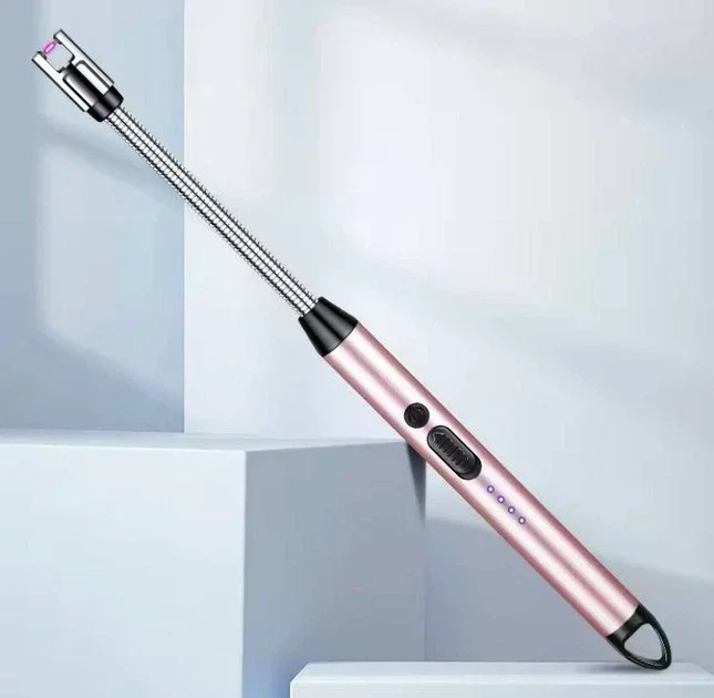 Імпульсна USB-запальничка з гнучким носиком для газової плити та свічок • Електрична акумуляторна USB-запальничка для кухні з індикатором заряду