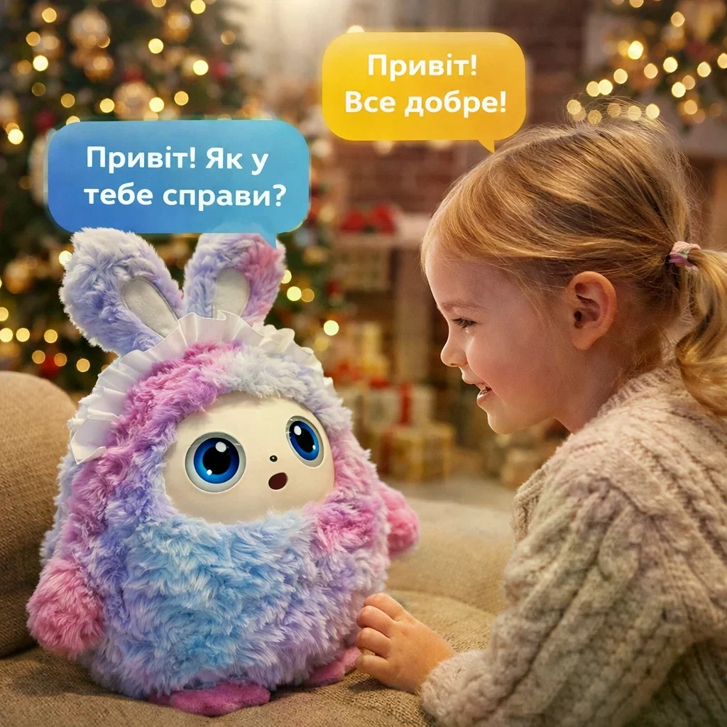 Інтерактивна плюшева AI-іграшка Ledodo з LED-очима фіолетова • М’яка іграшка зі штучним інтелектом для дітей