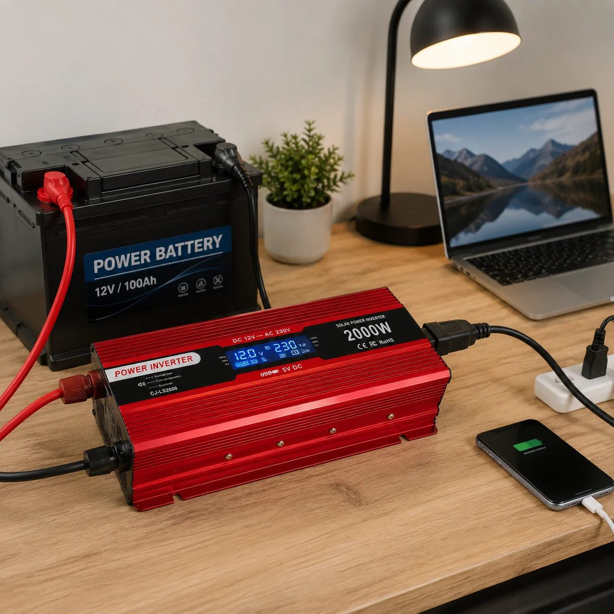Інвертор 5 CORE 2000W 12V LCD • Перетворювач напруги 5 CORE 2000W 12V-220V Digital з робочою потужністю 1000 Вт і дисплеєм